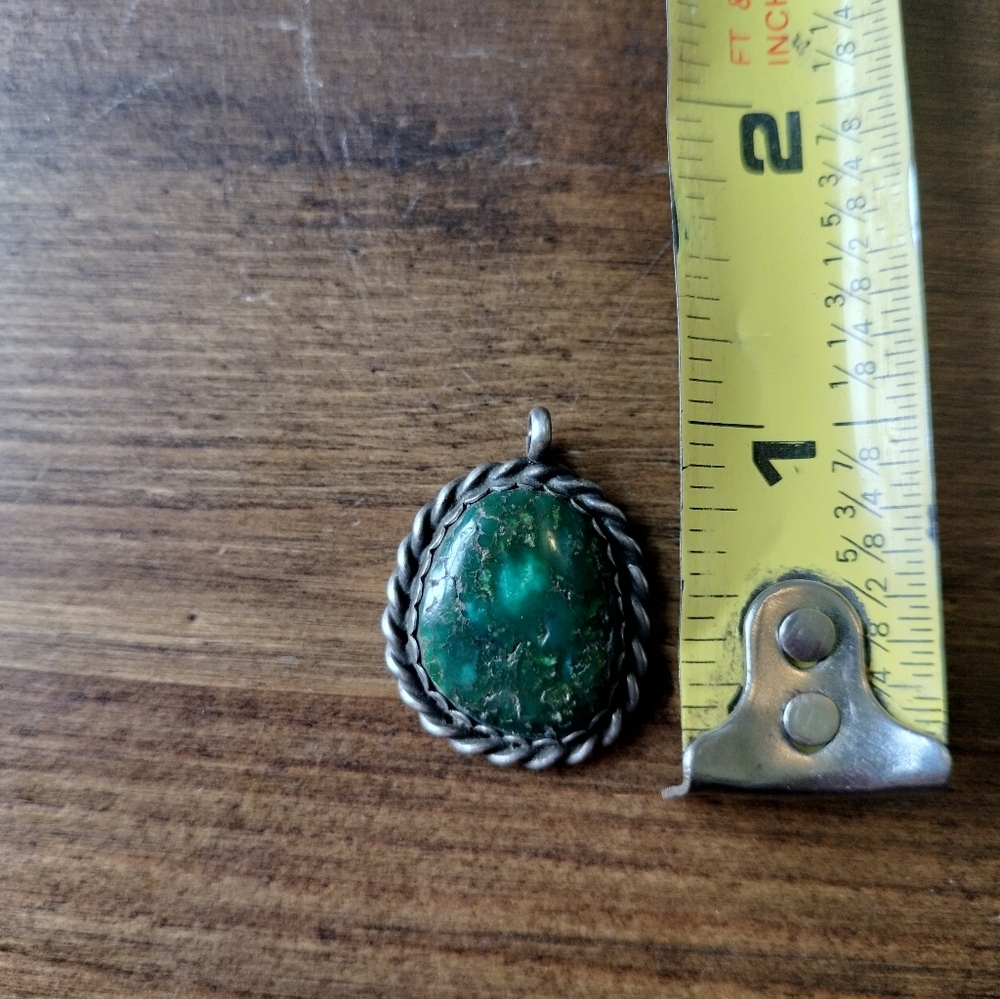 Vintage Native American Turquoise, Sterling Silver Pendant - Picture 3 of 3